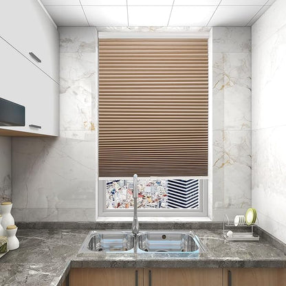 Changshade Cordless Blackout Cellular Shades for Indoor Windows, Custom Size Black Out Honeycomb Blinds Room Darkening Thermal Insulated 1.5" Cell Easy Install for Bedroom, Bathroom, Nursey, Brown