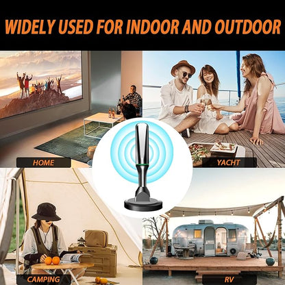 TV Antenna for Smart TV Indoor, 2026 HD Antenna with Strong Magnetic Base, 360°&Long Range Reception TVs Antenna for Local Channels, Easy Setup Antennas for TVs Without Cable (Black+Green)