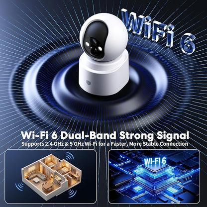 Noonkey 4MP WiFi Camera for Home Security, Indoor Wireless Surveillance Cam with Rechargeable Battery, 5G&2.4G WiFi6, AI Motion Detection, 2-Way Audio, Color Night Vision, Alexa Supported, 3K/1-Pack