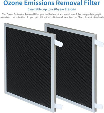 Replacement Filters Compatible with Nuwave Oxypure Zero Smart Air Cleaner Purifier Model 47351, 47251, 47261, 2 Stainless Steel Pre-filters and 2 Activated Carbon Coated Filters