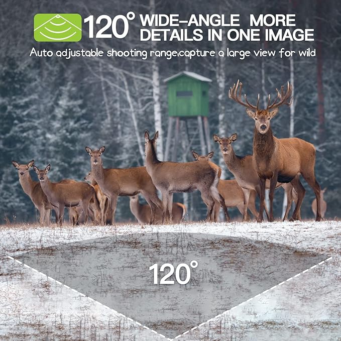 Punvoe Trail Camera 2 Pack 36 MP 2.7K Game Camera 32GB Memory Card 4 Batteries Time 2.0" LCD Screen, Trail Cameras with 120°Wide Night Vision IP66 Waterproof for Monitoring Wildlife Trail Cam