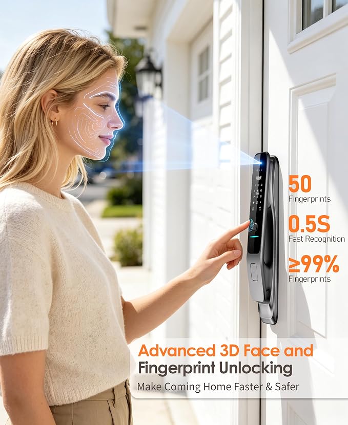 3D Face Recognition Smart Lock with Camera, Palm Vein Keyless Entry