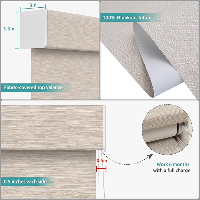 Changshade Smart Roller Shade with Remote Control Blackout Automatic Window Shades for Home Custom Size Motorized Blinds for Windows Compatible with Alexa,Google Home,Apple Homekit, Brown