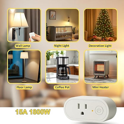 Remote Control Outlet: Wireless Light Switch with Wall Plate — Long Range — Plug in On Off Switch for Lights & Small Appliances — 1 Remote for 3 Outlets — no Wiring