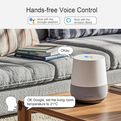 Smart Thermostat 3H/2C, WiFi Household Thermostat for Heat Pump and Conventional Multi-Stage System, Easy DIY Installation, Voice Control, Support Alexa and Google Home, C-Wire Required