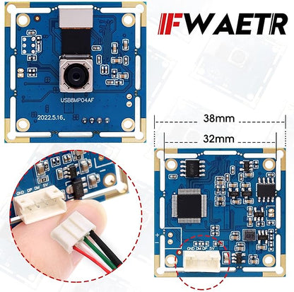 Autofocus USB Camera 8MP 4K Camera Module with 72° Distortion Free Lens,Plug and Play UVC USB2.0 for PC Computer,Compatible with Windows Linux,Ideal for Industrial Security Video Surveillance
