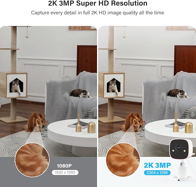 Jennov 2K WiFi Security Camera Indoor/Outdoor, Plug-in Home Surveillance Cam with Color Night Vision, Human Motion Detection, 2-Way Audio, IP66 Waterproof, Baby & Pet Monitor, 5G/2.4G