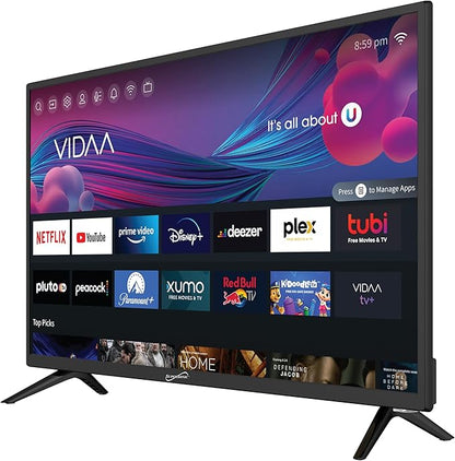 Supersonic SC-3226SDVD 32-inch LED Smart HDTV w/DVD Player, ATSC & NTSC System, 3X HDMI, 1080p, WiFi, USB, Multi Language OSD, AC/DC Compatible for Home, Kitchen, or RV Camper, DC Car Cord Included