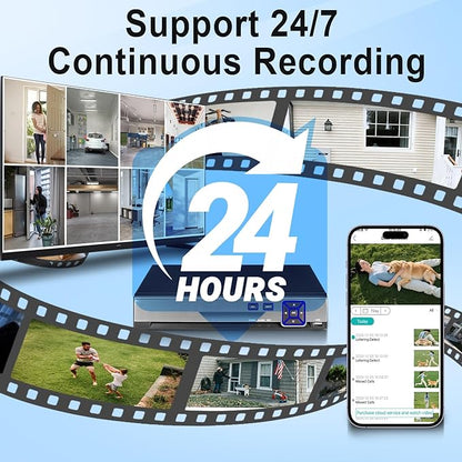 KERUI 8Channel Security DVR Recorder 5MP Security Camera DVR System H.265+ for up to 5MP AHD/TVI/CVI/CVBS/XVI Cameras, Remote Access, Smart Playback(with 1TB Hard Drive)