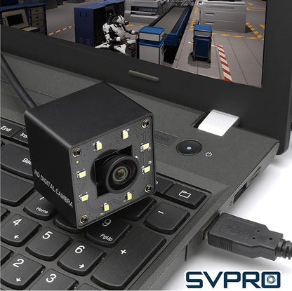 SVPRO 12MP USB Camera with Light, 4K Webcam 30fps / 1080P 120fps High Speed, IMX577 Sensor Low Light, USB Plug and Play for Lightburn, PC/Laptop, Comptible with Windows/MacOS/Linux/Android