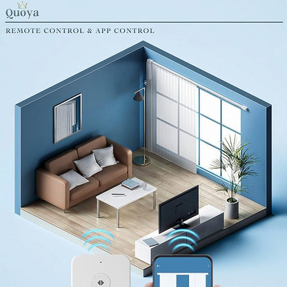 Quoya Smart Electric Curtain Track AT5810【Up to 3m(118in) - Motorised and Adjustable 】, with Automated Rail Motor with App, Voice, Remote Control, Compatible with Alexa, Google and Siri