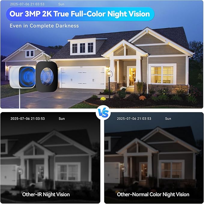 Magnetic Window Camera, Window Security Camera with Night Vision, 3MP 2K Indoor Camera for Home Security, OpenAI GPT Enabled, 24/7 Recording, Person/Vehicle Detection, White
