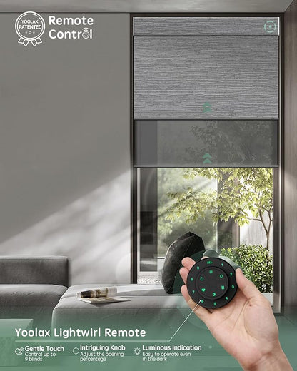 Yoolax Smart Dual Roller Shades, Motorized Blinds with Remote Smart Blinds Compatible with Alexa, Automatic Dual Shades for Windows Bedroom Living Room (Foggy Grey & 5% Openness Grey)