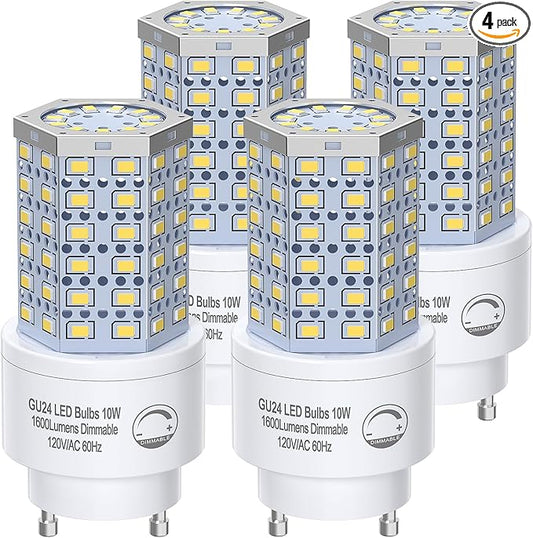 BMXKPO GU24 LED Light Bulb Dimmable 3000K Soft White,100W Equivalent,1600 Lumens,Twist and Lock GU24 Pin Base with Two Prongs (4-Pack)