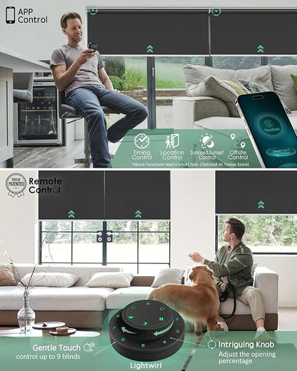 Yoolax Motorized Blinds with Remote, Blackout Smart Roller Shades Work with Alexa, Google, Apple Homekit, Custom Waterproof Automatic Shades with Voice Control for Dining Room (Vinyl Dark Gray)