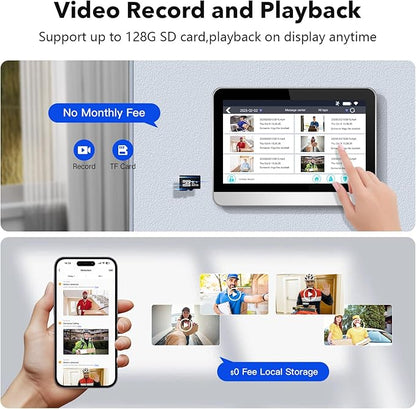 Video Doorbell Camera with Monitor Wireless Door Bell Phone Intercom System with 7" Touch Screen WiFi 1080P, Motion Detection, Night Vision, 2 Way Talk, No Subscription, Tuya App Control