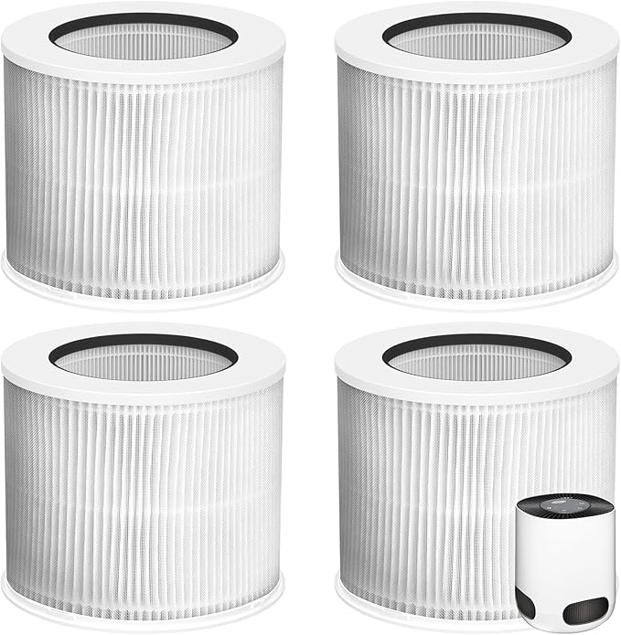 4 Pack 12020 Filter Replacement Compatible with Clorox Tabletop Air Purifier model # 11020 and Clorox Tabletop Smart Air Purifier model # 11021, 12020 HEPA Filter with 200 Sq. Ft. Capacity