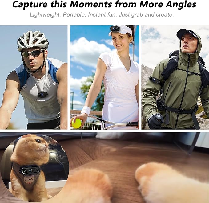 4K Mini Body Camera, 64GB Wearable Cam with Six-Axis Gyro Stabilization, Hands Free Portable for Security, Travel, Work, Lectures, Pet Walking