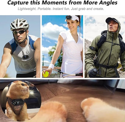 4K Mini Body Camera, 64GB Wearable Cam with Six-Axis Gyro Stabilization, Hands Free Portable for Security, Travel, Work, Lectures, Pet Walking