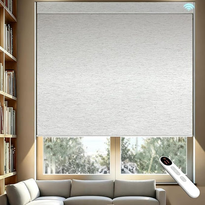 Motorized Blackout Roller Shades with Remote – Smart Blinds for Bedroom, Alexa Google Home Siri, Matter Compatible, Custom Electric Window Shades, Cordless Rechargeable