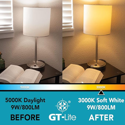 GT-Lite 10 Pack Soft White LED Light Bulbs, 60W Equivalent,9 watts 3000K, A19 Shape, E26 Medium Base,Standard Household Llightbulb for Lamps, Living Room, Bedrooms