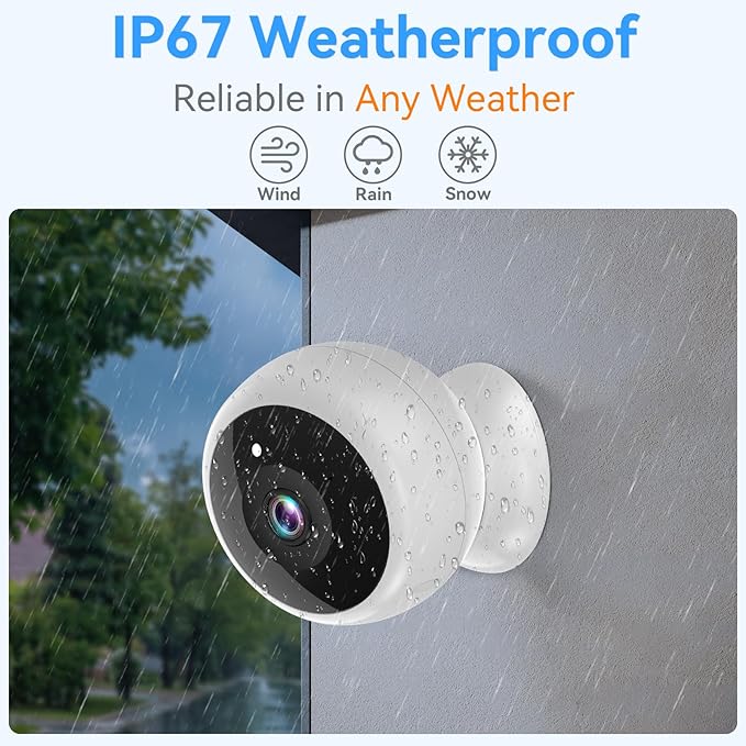 Thybro Magnetic Security Camera Wireless - 2K HD Video, AI Motion Detection, Battery Powered, Ease of Setup, 2-Way Audio,IR Color Night Vision, Waterproof, Outdoor & Indoor Surveillance