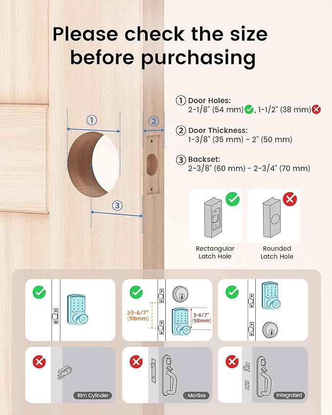 HIDALIFE Keyless Entry Door Lock, Keypad Door Lock with Handle, Smart Locks for Front Door,Touchscreen, One-Touch Toggle for Passage Mode, Matte Black 4 Pack (Not Double Sided