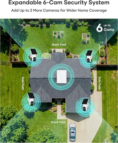 firstrend 2K QHD Solar Security Cameras Wireless Outdoor, No Monthly Fee
