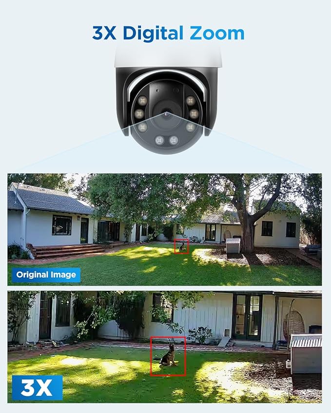 4COVR PoE PTZ Security Camera System, 8X 5MP PoE IP Camera, 8CH 4K NVR & 2TB HDD, 350ｰ Pan 90ｰ Tilt 3X Digital Zoom, Smart Color Night Vision, Two Way Audio, AI Human Vehicle Detection, LYM2XP5M0808