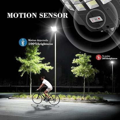 OKPRO 10000W Solar Street Light, 7000K Solar Lights Outdoor Waterproof Motion Sensor, Solar Security Light IP66 Waterproof, Solar Street Lights Outdoor Dusk to Dawn for Parking Lot, Yard, Farm(2Pack)
