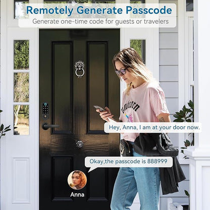 Harfo Smart Fingerprint Door Lock, Keyless Entry Deadbolt, Full App Control Biometric Lock, Electronic Digital Touchscreen Keypad, Auto Lock, Easy Install, Black