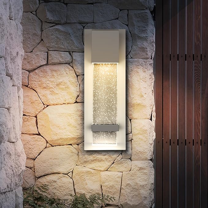 ASD LED 13" Bubble Glass Wall Light Fixture, Outdoor & Indoor Seeded Sconce | 3CCT, Waterproof, Dimmable, ETL Listed | 12W 500LM 3000-5000K 120V | Exterior Lantern, Porch Lighting | White