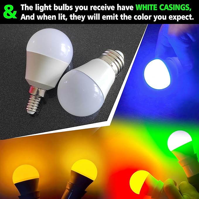E12 Small Candelabra Base Amber Sleep Light Bulbs, 1800K Warm Amber Bulb 25-40W Equivalent, Blue Light Blocking, 3W Dim Night Light Bulbs for Healthy Sleep, Bedroom Kids Room, Non-Dimmable, 4 Pack
