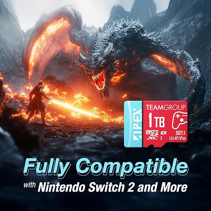 TEAMGROUP APEX 512GB microSD Express Card, microSDXC Memory Card U3 A1 V30 R/W up to 800/700 MB/s, for Nintendo Switch2, UHS-I Compatible, with Adapter TAPMSDE512GIV30A102