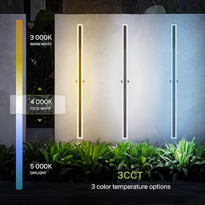 ASD LED 72" Long Wall Mount Light Fixture, Outdoor & Indoor Linear Sconce | 3CCT, Dimmable, Waterproof, Anti-Rust, ETL Listed | 40W 3200LM 3000-5000K 100-277V | Exterior Porch Lighting | Black, 2 Pack