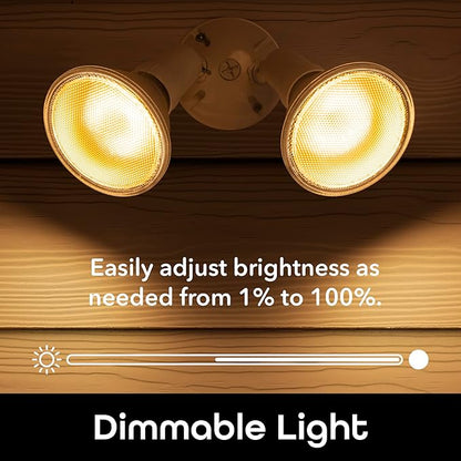 Geeni LUX Smart Floodlight, White – Outdoor 2700K-6500K Dimmable LED Bulb, E26, PAR38, 11W, 1000 Lumens – No Hub Needed - Compatible with Alexa, Google Home, Requires 2.4 GHz WiFi, 2 Pack