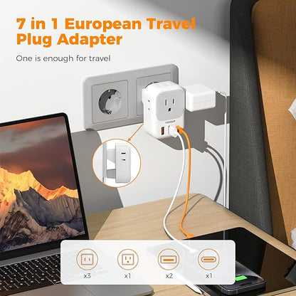 TESSAN European Travel Plug Adapter 2 Pack, Type C Foldable Plug