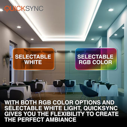Sylvania QuickSync RGBW/Selectable White BR30 LED Light Bulb with Remote Control, No App/WiFi Required, 8.5W = 65W, Dimmable, 90 CRI, Medium Base, Frosted Finish - 4 Pack (45049)