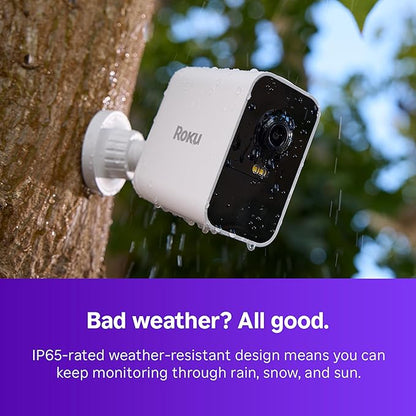 Roku Battery Camera Plus (2025 Model) – Weather‑Resistant Wireless Indoor/Outdoor Security Camera with 1080p HD, Two‑Way Audio & Long‑Life Rechargeable Battery (Renewed)
