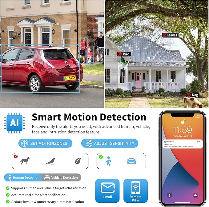 8MP 4K PoE IP Camera Outdoor,Dome Camera with Human/Vehicle Detection,Built-in Mic, 2.8mm Len F1.6 Large Aperture, Security Camera with 100ft EXIR 2.0 Night Vision, IK10/IP66, Blue Iris,NDAA Compliant