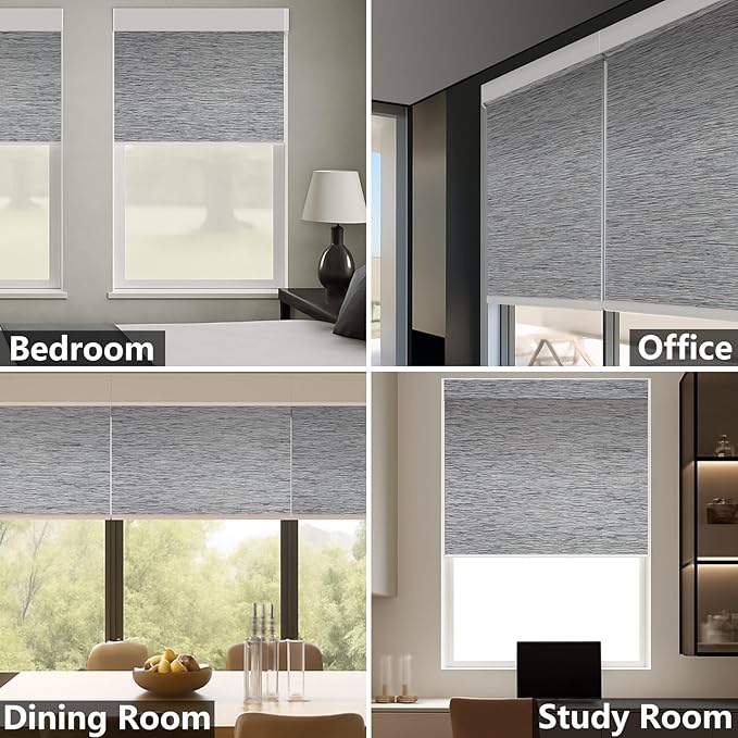 Motorized Blackout Roller Shades with Remote – Smart Blinds for Bedroom, Alexa Google Home Siri, Matter Compatible, Custom Electric Window Shades, Cordless Rechargeable