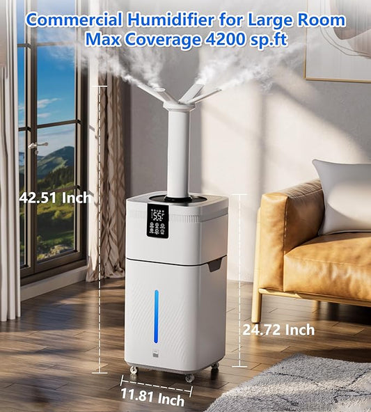 30L/7.93Gal Humidifier Large Room 4200 ft², Supersized Cool Mist, 120H Quiet Humidifiers for Bedroom, 3000mL/h Mist Output, Touch/Remote Control, Humidifiers for Home, Whole House, Plant, White