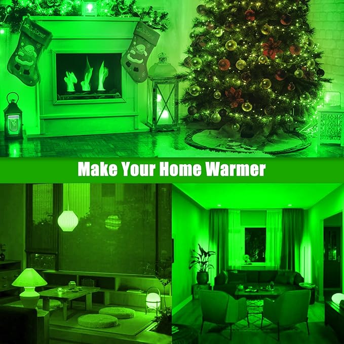 Bestview LED Flame Effect Light Bulbs,4 Modes Smart E26/E27 Base Flickering Fire Light Bulbs with for Halloween, Christmas, Party, Porch, Indoor&Outdoor Home Decoration Lighting (Green 2 Pack)
