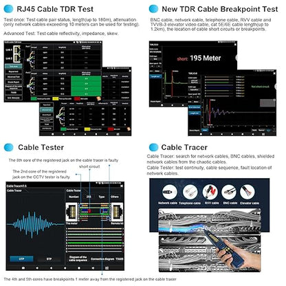 8K IP Camera Tester, WANLUTECH All in One CCTV Tester 7inch Touchscreen TVI CVI AHD SDI CVBS Camera Test TDR Cable Test OPM VFL 90W PoE Power DMM Network Tools WiFi HDMI VGA (IPC-9800CLMOVTADHS Pro)