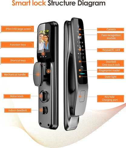 3D Face Recognition Smart Lock with Camera, Palm Vein Keyless Entry