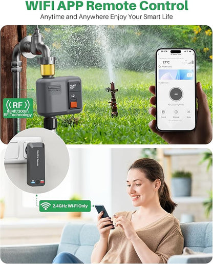 WiFi Water Timer for Garden Hose(2 Valves+1 WiFi Hub)，WiFi Hose Timer