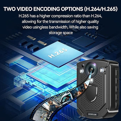 4K 512GB Body Camera, 10-12Hrs Battery IP68 Waterproof Body Cameras with Audio and Video Recording, H.265 Video Code Body Cam for Police Security Train Conductor Delivery Waiter