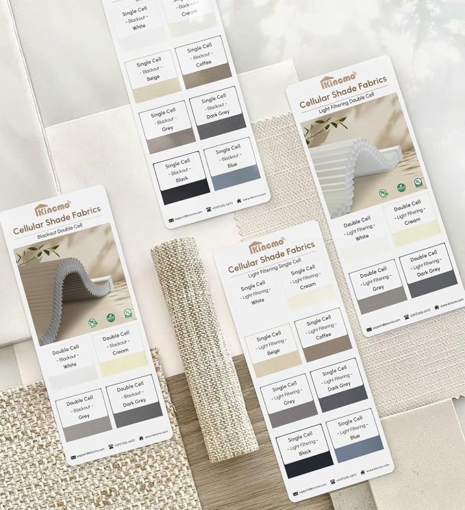 Kincmo Motorized Cellular Shades, Custom Motorized Blinds with Remote, Cordless Smart Electric Honeycomb Blinds Work with Apple HomeKit, Alexa, Google (Fabric-Samples Multicolor)