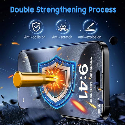 Uyiton UnBreak-Glass for iPhone 15 Pro Max Matte Screen Protector, [Easy to Install] [Zero Bubble] Auto-Alignment Full Coverage 9H Tempered Glass Screen Cover, 2 Pack