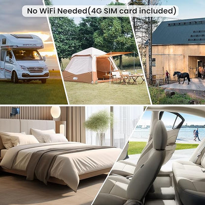 javiscam 4G No WiFi Security Camera, Cellular Security Camera, SIM Inserted, 2K QHD Indoor Camera, Radar Motion, 20-Day Standby Time, Indoor/Car/Trail Use, Portable & Reliable Security Solution